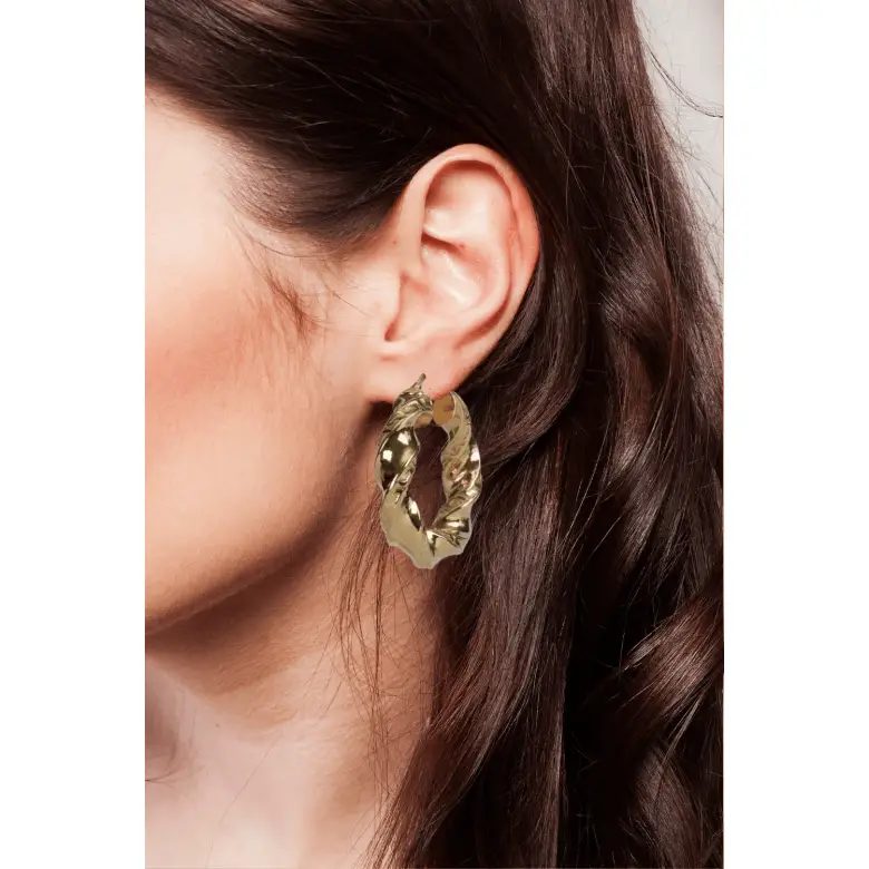 Zdobione złote kolczyki koła duże Zdobione złote kolczyki koła duże